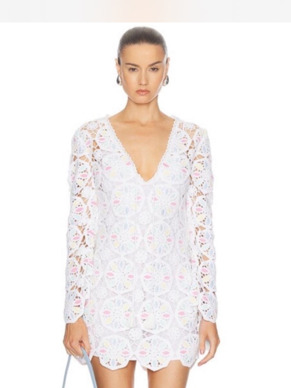LoveShackFancy White Crochet Lace Mini Dress